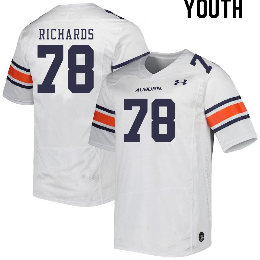 Youth Auburn Tigers #78 Evan Richards White 2023 College Stitched Football Jersey
